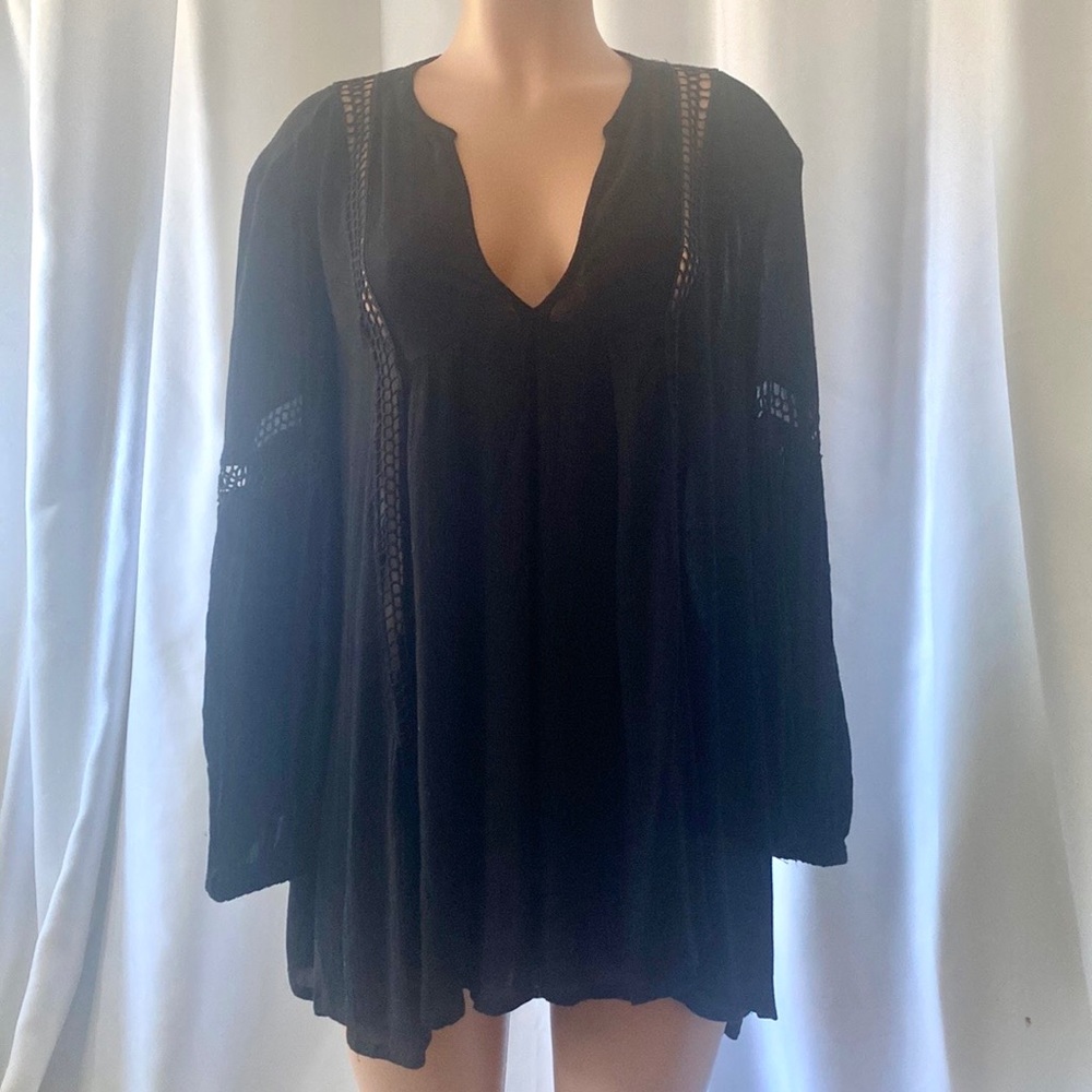Free People Crochet Trim Boho Tunic